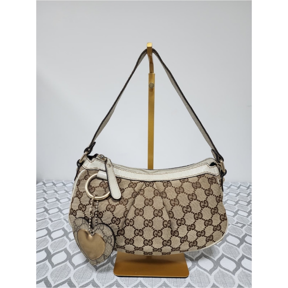 Gucci Monogram GG Heart Small Shoulder Bag Brown/Beige/Cream